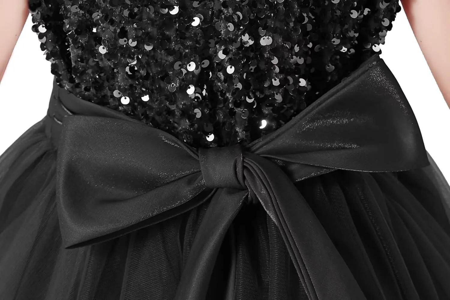 dideyttawl Short Flower Girls Dress Short Sleeves Velvet Sequin Top Tulle Skirt Round Neck Junior Bridesmaid Dresses