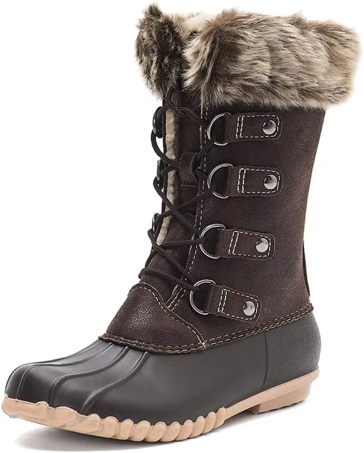DKSUKO Women's Winter Snow Boots with Warm Fur Waterproof Duck Boots