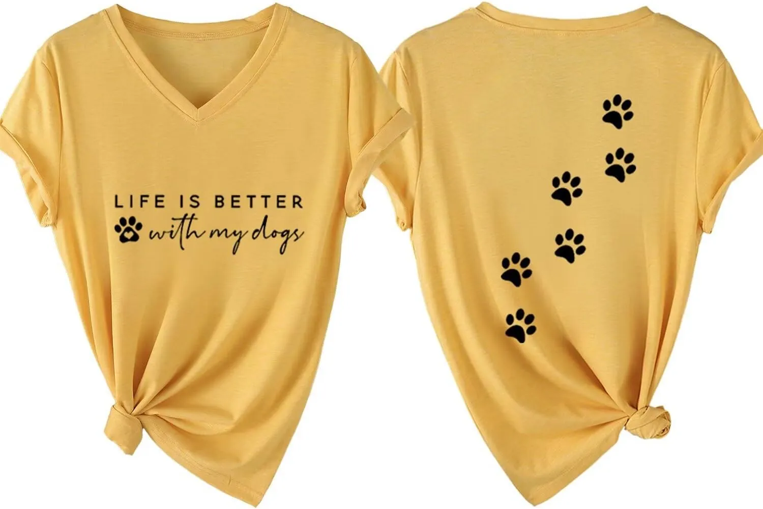 Dog Mom Shirt Women Life is Better with Dogs V Neck Tshirts Cute Dog Paw Graphic Tee Funny Summer Short Sleeve Top