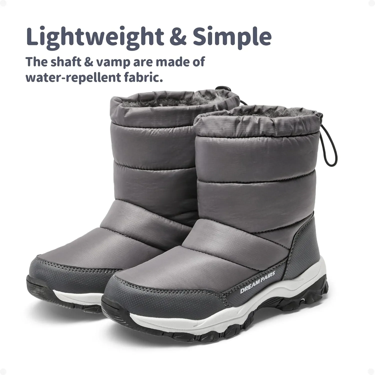 DREAM PAIRS Boys Girls Snow Boots Lightweight Slip Resistant Mid Calf Winter Shoes for Little/Big Kid