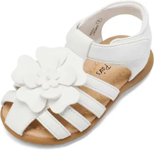 DREAM PAIRS Girls Toddler/Little Kid Closed-Toe Flower Summer Dress Sandals Shoes