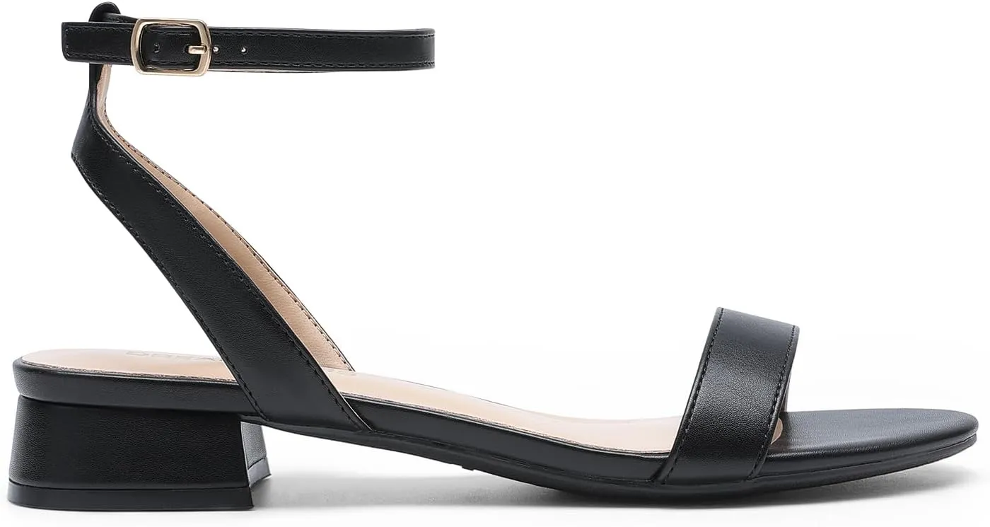 DREAM PAIRS Women Black White Nude Clear Sandals Low Heel Dressy Sandals Ankle Strap Open Toe Chunky Block Heeled Summer Classic Comfortable Flat Shoes