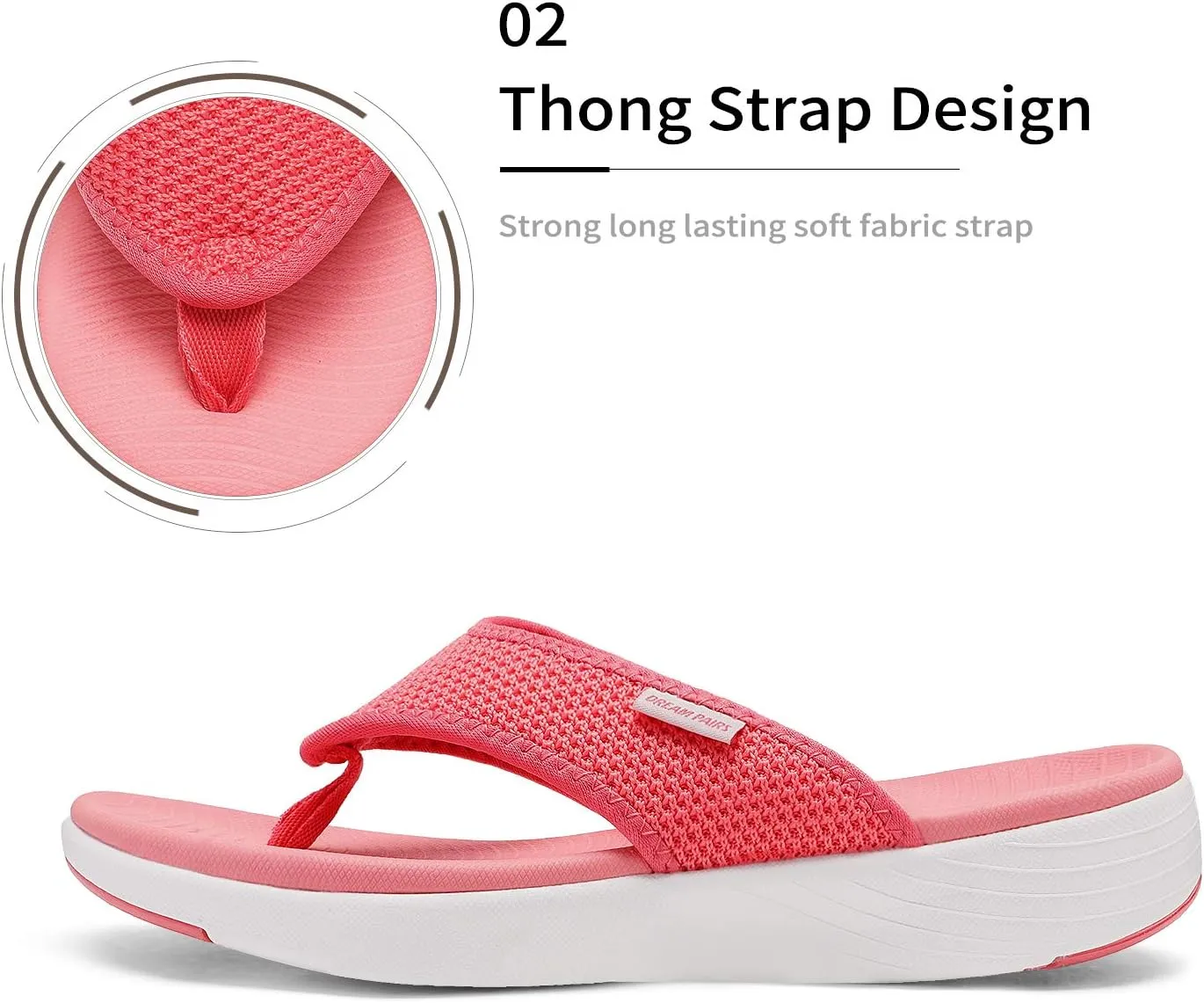 DREAM PAIRS Women's Arch Support Soft Cushion Flip Flops Thong Sandals