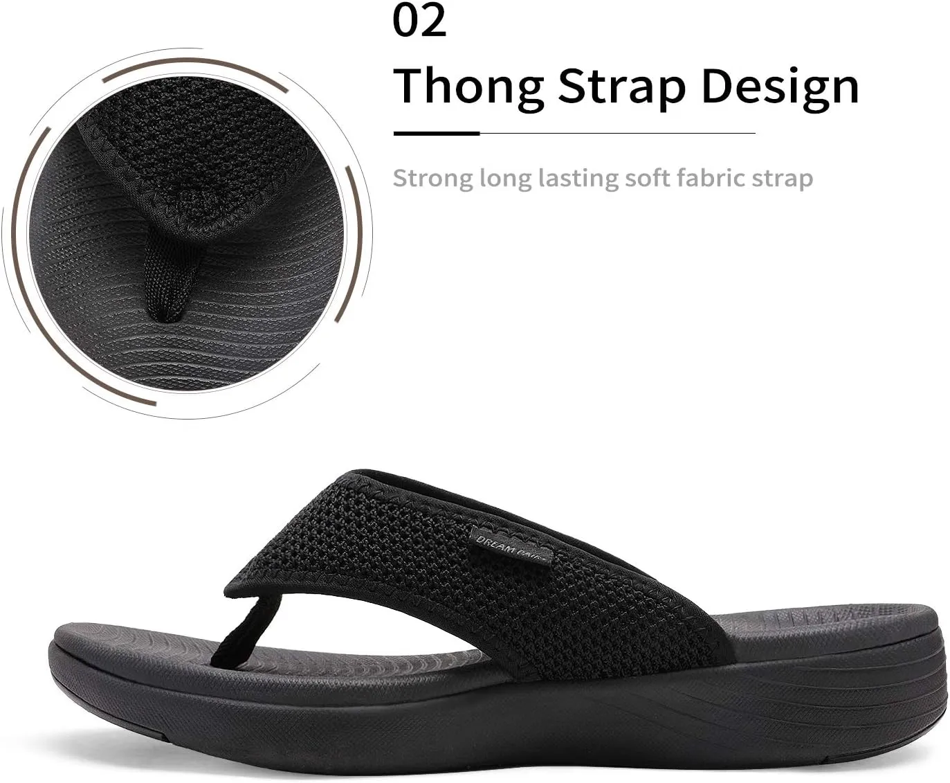 DREAM PAIRS Women's Arch Support Soft Cushion Flip Flops Thong Sandals