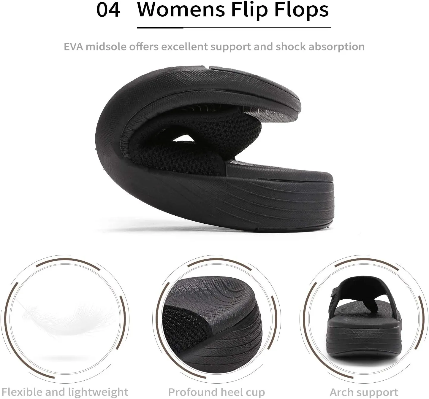 DREAM PAIRS Women's Arch Support Soft Cushion Flip Flops Thong Sandals