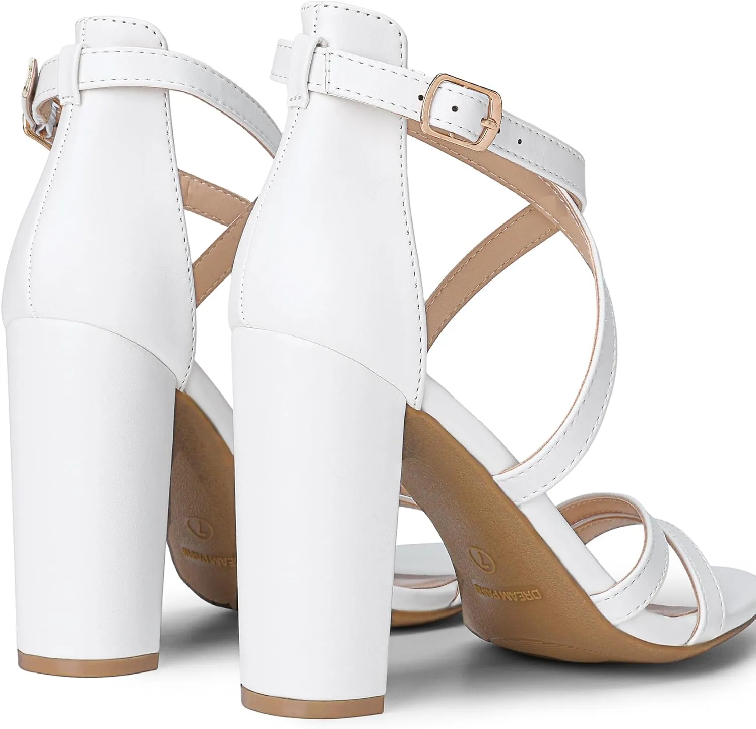DREAM PAIRS Womens Chunky Heels 4 inch High Multi Strap Soft Comfort Block Heeled Sandals for Prom Dancing Wedding