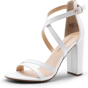 DREAM PAIRS Womens Chunky Heels 4 inch High Multi Strap Soft Comfort Block Heeled Sandals for Prom Dancing Wedding