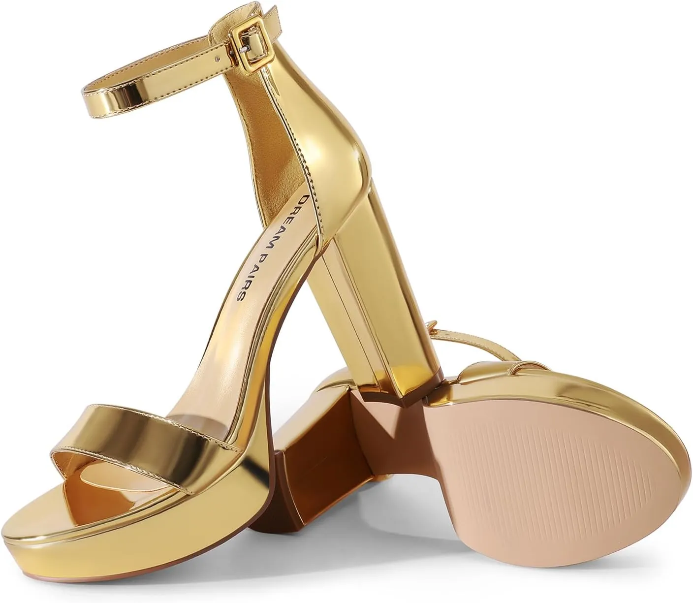 DREAM PAIRS Women's Platform Chunky High Heeled Sandals Open Toe Block Heels Ankle Strap Dress Shoes for Wedding Party Evening