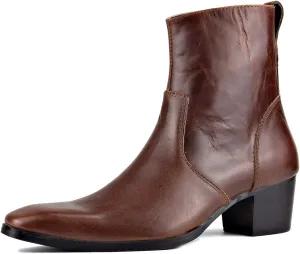 Dress Boot for Men Heels Casual Chelsea Combat Ankle Chukka Boots Zipper Black JY002