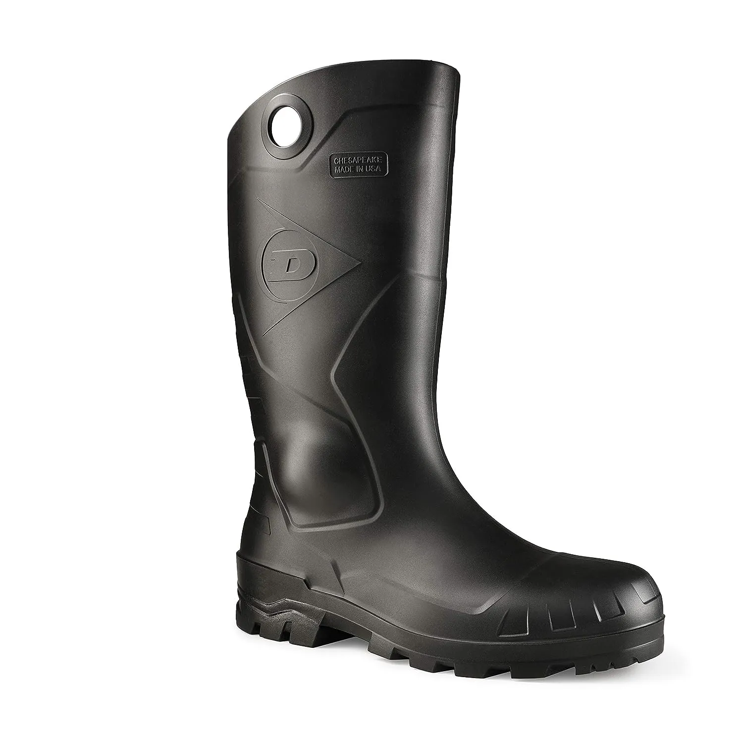 DUNLOP Protective Footwear, Chesapeake Steel Toe, 100% Waterproof, Lightweight, Industrial and Construction PVC Boots, Slip Resistant, 8677677.10, Size 10 US, Black