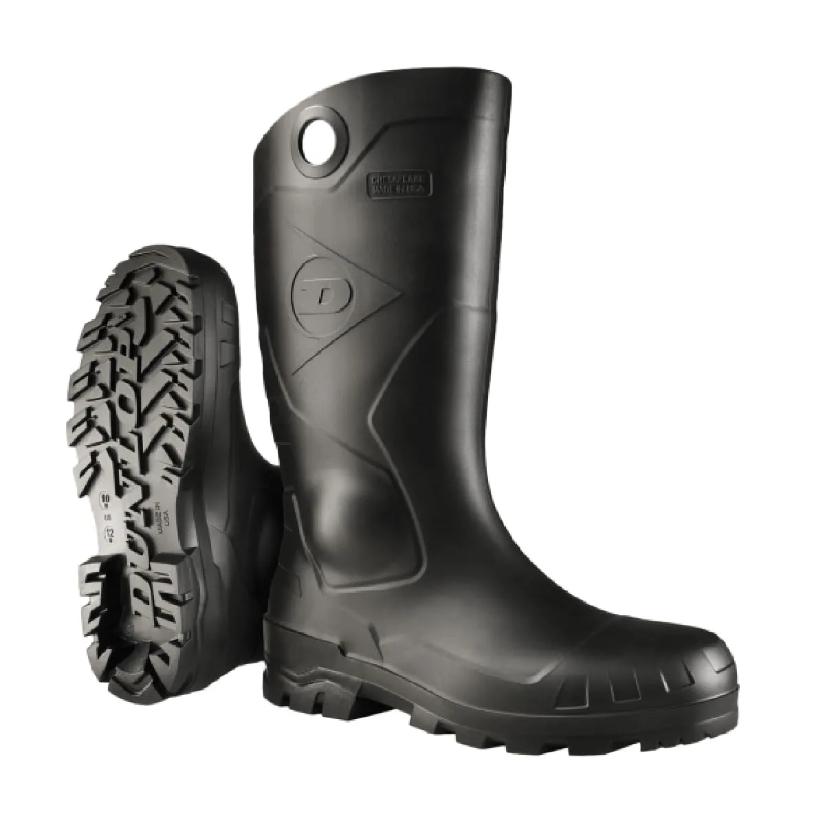 DUNLOP Protective Footwear, Chesapeake Steel Toe, 100% Waterproof, Lightweight, Industrial and Construction PVC Boots, Slip Resistant, 8677677.10, Size 10 US, Black