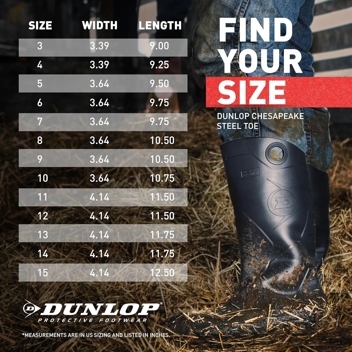 DUNLOP Protective Footwear, Chesapeake Steel Toe, 100% Waterproof, Lightweight, Industrial and Construction PVC Boots, Slip Resistant, 8677677.10, Size 10 US, Black