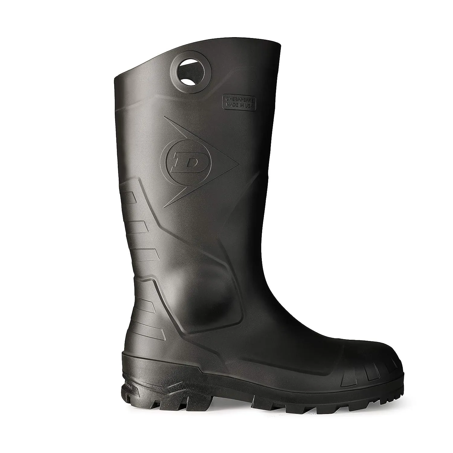 DUNLOP Protective Footwear, Chesapeake Steel Toe, 100% Waterproof, Lightweight, Industrial and Construction PVC Boots, Slip Resistant, 8677677.10, Size 10 US, Black