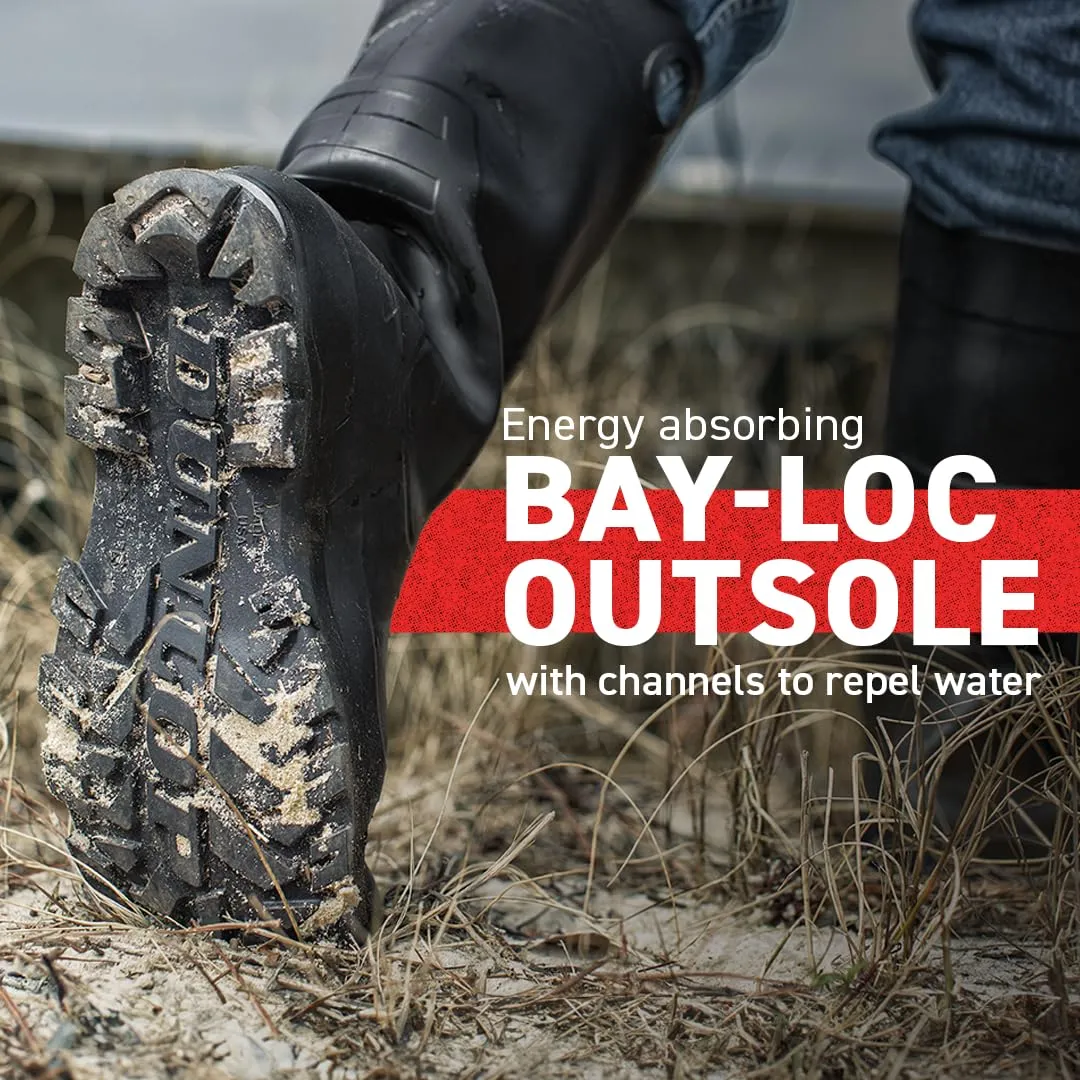 DUNLOP Protective Footwear, Chesapeake Steel Toe, 100% Waterproof, Lightweight, Industrial and Construction PVC Boots, Slip Resistant, 8677677.10, Size 10 US, Black