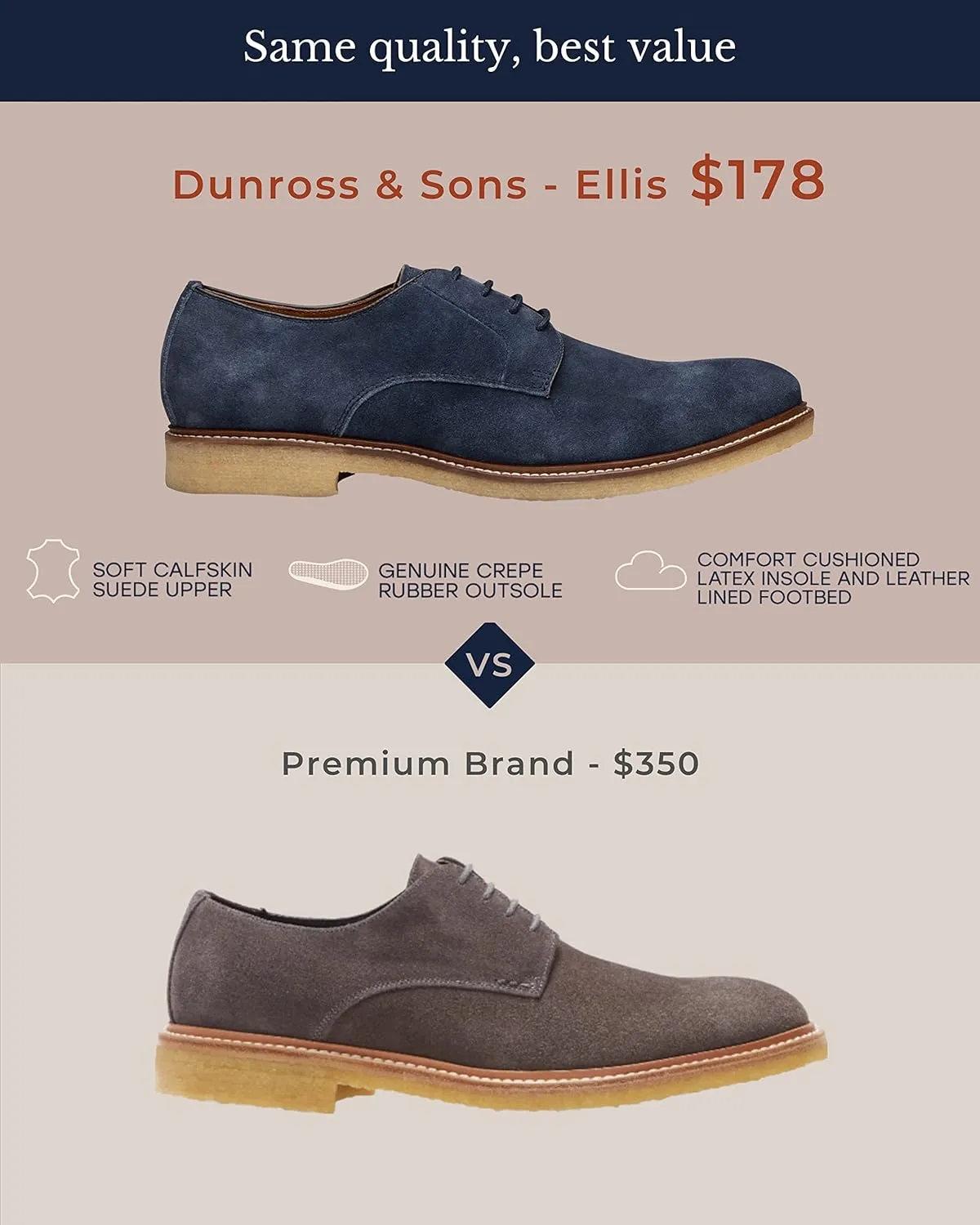 Dunross & Sons Premium Lace-Up Dress Shoes with a Breathable Naturally Leather Lining and Durable Non-Slip Rubber Sole
