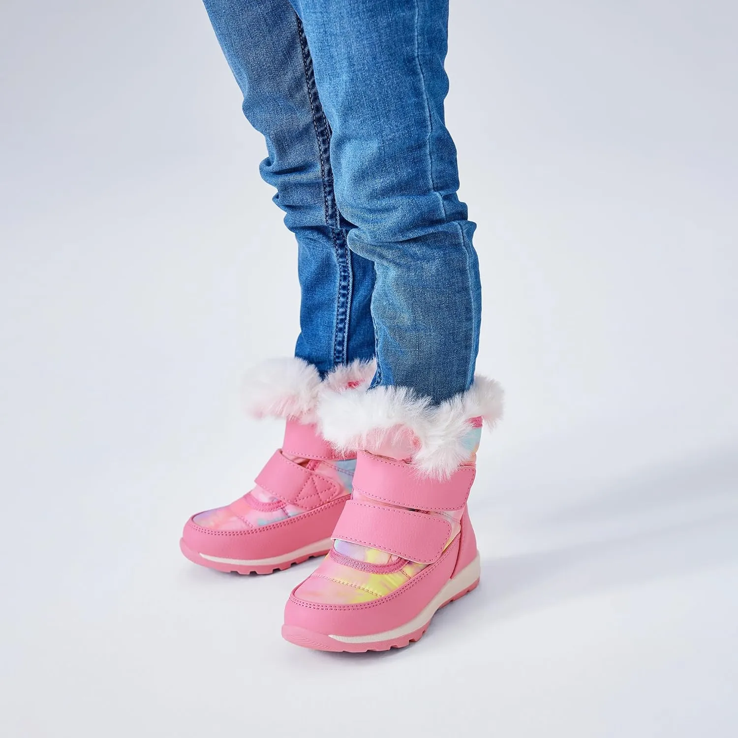 EasyStar Boys Girls Winter Cold Weather Warm Water Resistance Hook Loop Snow Boots