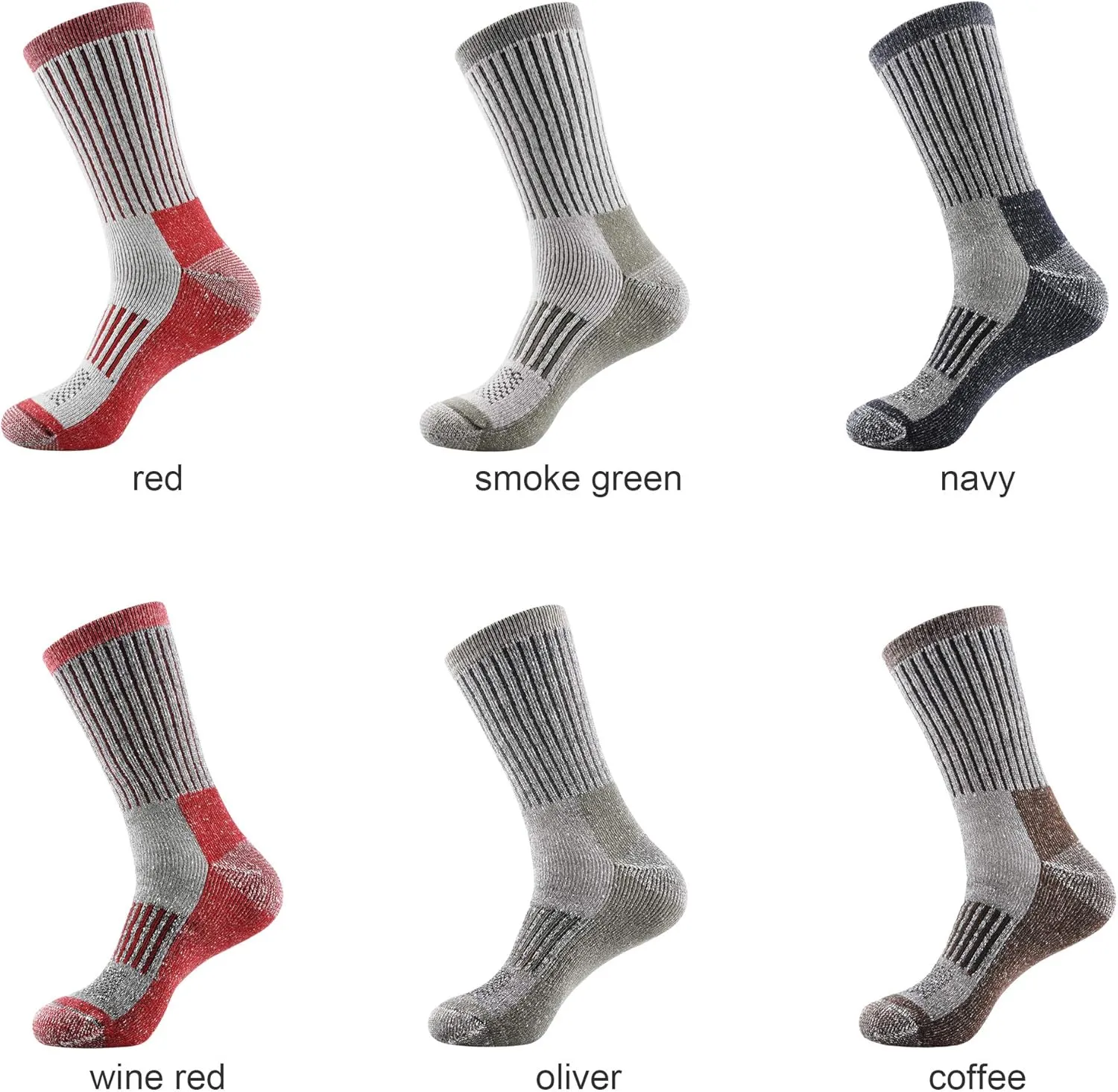 ECOEY Men's Merino Wool Cushioned Hiking Trekking Crew Socks 4 Pairs, Middle Calf Length with Moisture Wicking