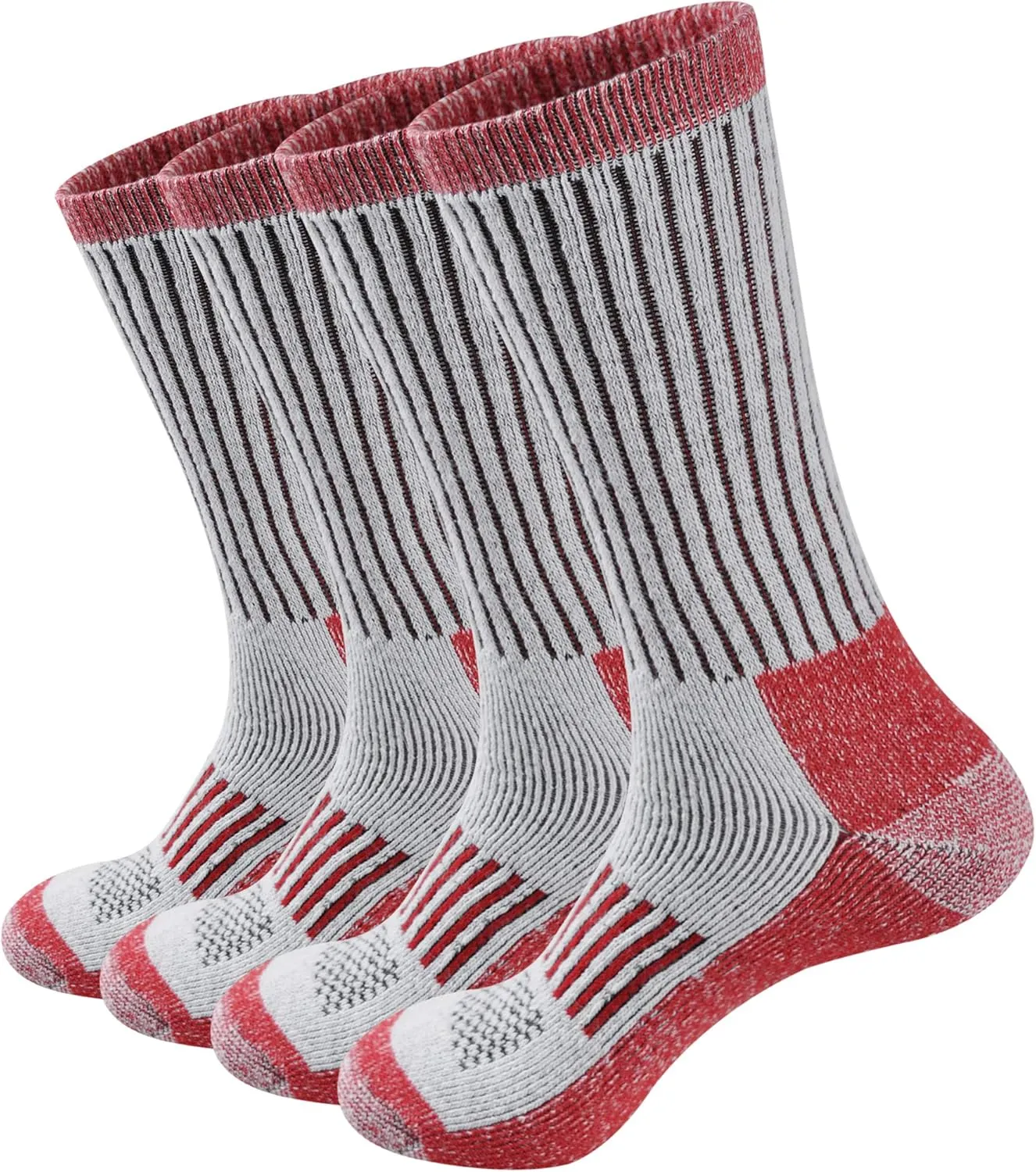 ECOEY Men's Merino Wool Cushioned Hiking Trekking Crew Socks 4 Pairs, Middle Calf Length with Moisture Wicking