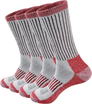 ECOEY Men's Merino Wool Cushioned Hiking Trekking Crew Socks 4 Pairs, Middle Calf Length with Moisture Wicking