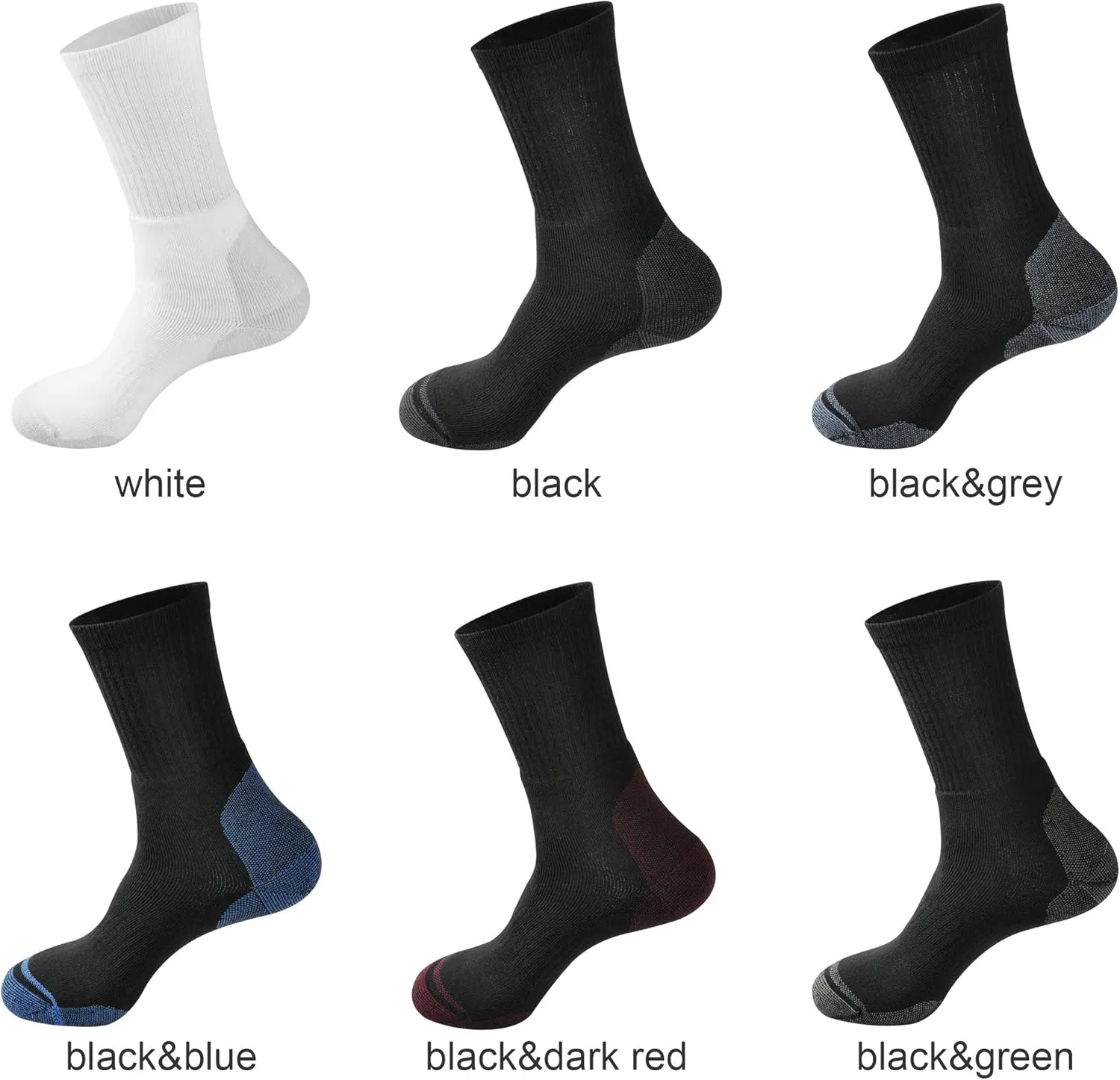 ECOEY Men's Work Boots Athletic Running Crew Socks, Dry-Tech Moisture Wicking Heavy Cushion Multi Pack