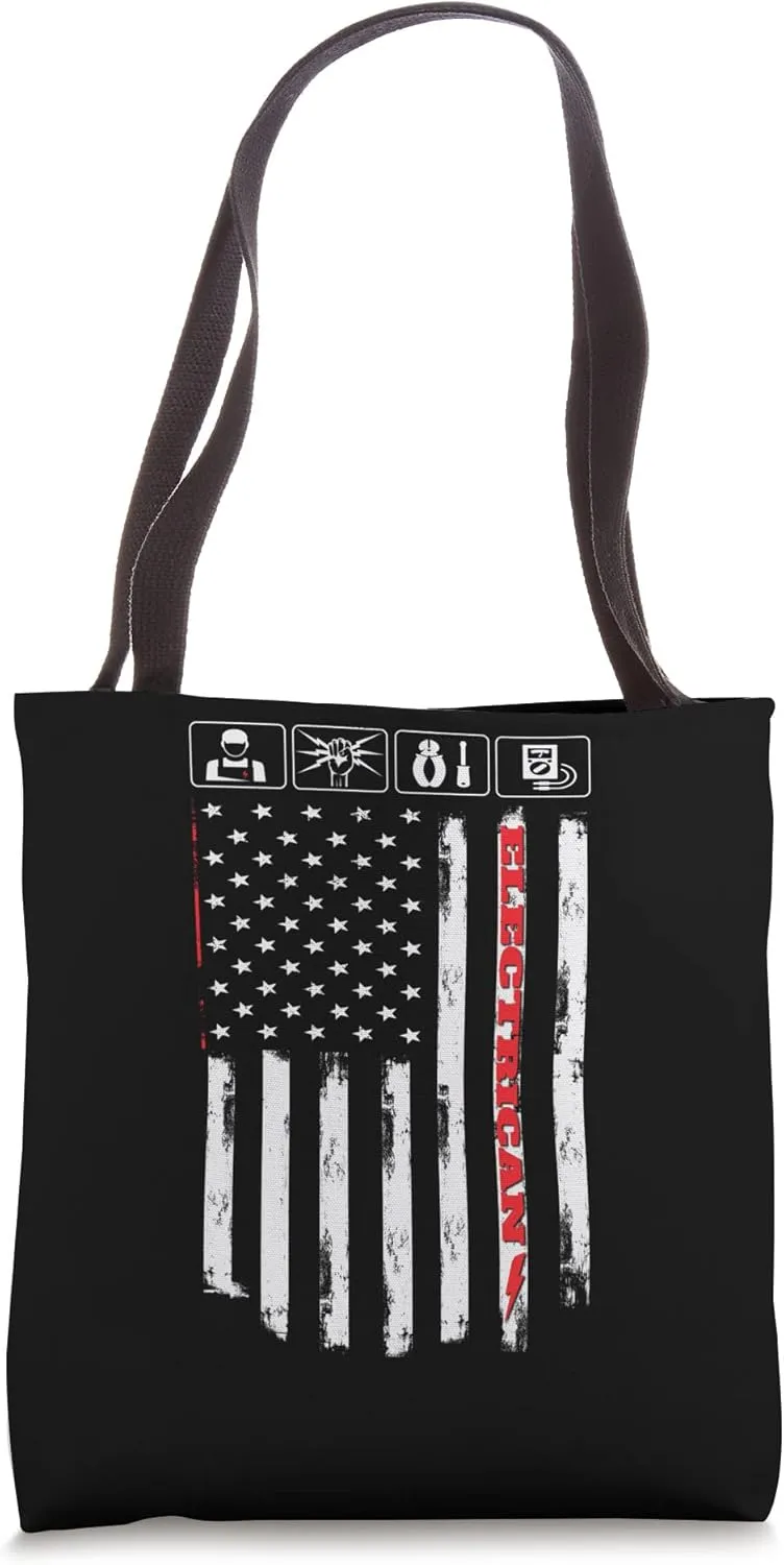 Electrician American US Flag Patriotic Technician Worker Tote Bag