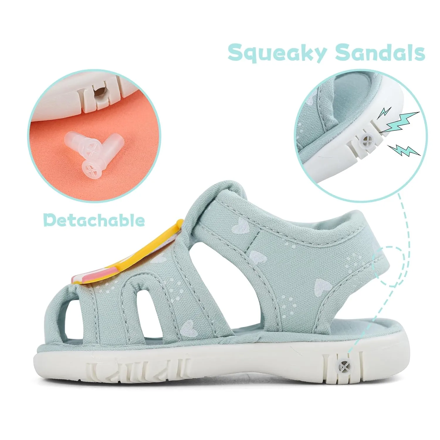 ESTAMICO Baby Boys Girls Sandals Cute Animal Summer Shoes Breathable Non Slip First Walker, 6-9 Months Infant, Light Blue