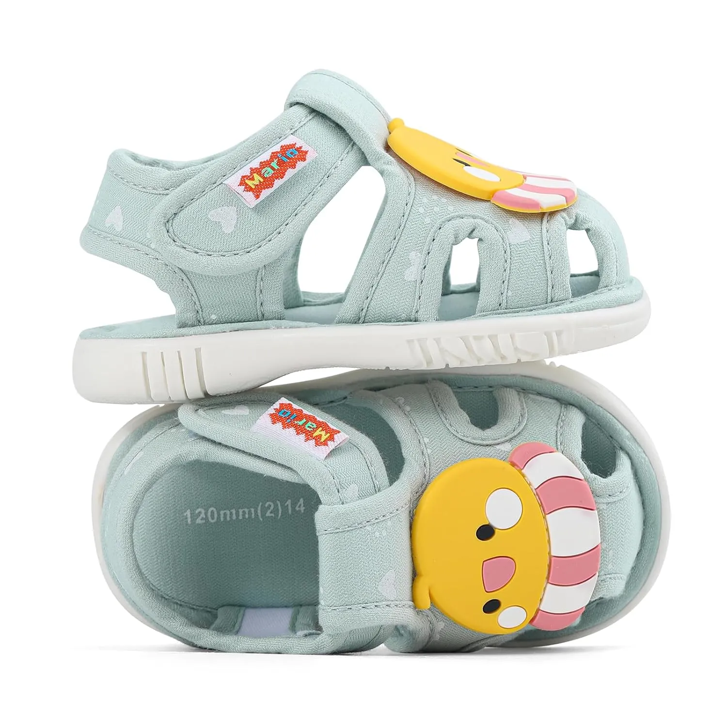 ESTAMICO Baby Boys Girls Sandals Cute Animal Summer Shoes Breathable Non Slip First Walker, 6-9 Months Infant, Light Blue