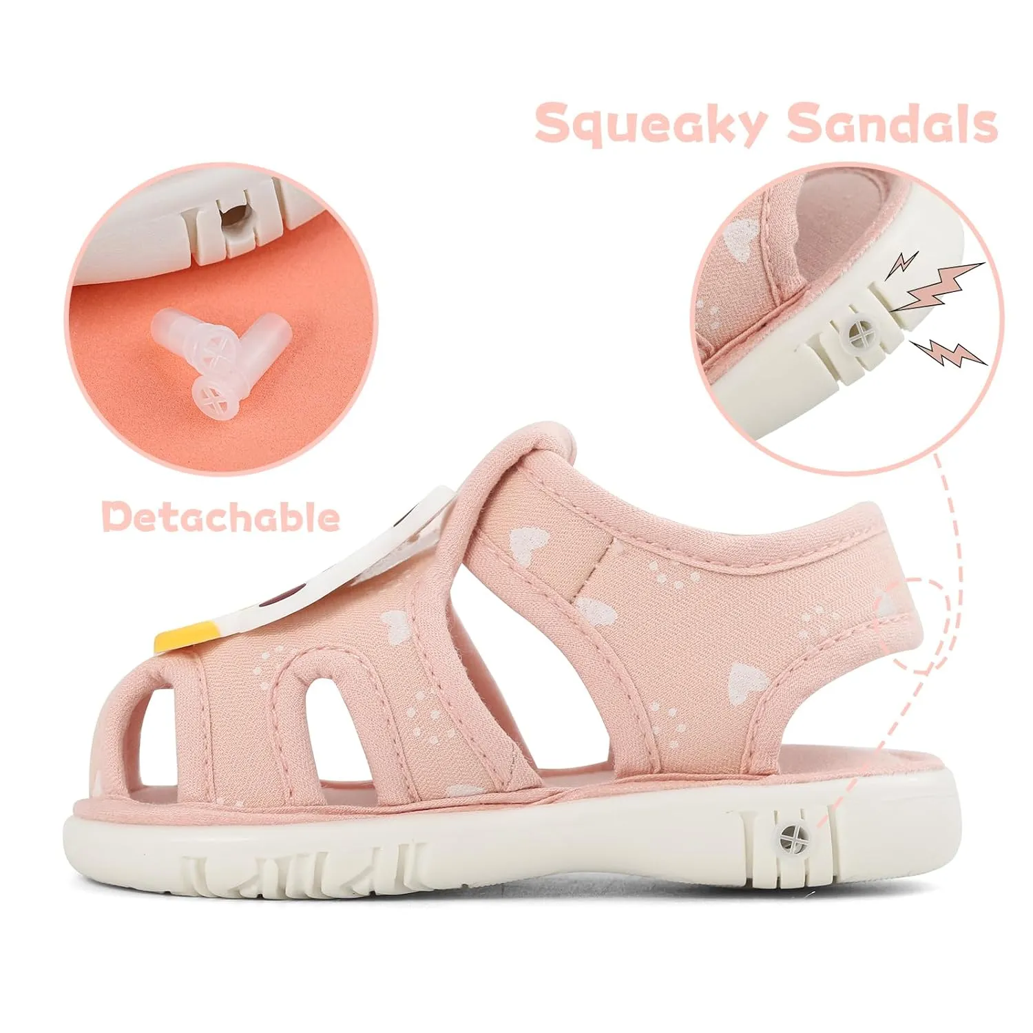 ESTAMICO Baby Girls Boys Sandals Cute Animal Summer Shoes Breathable Non Slip First Walker, 12-15 Months Toddler, Pink
