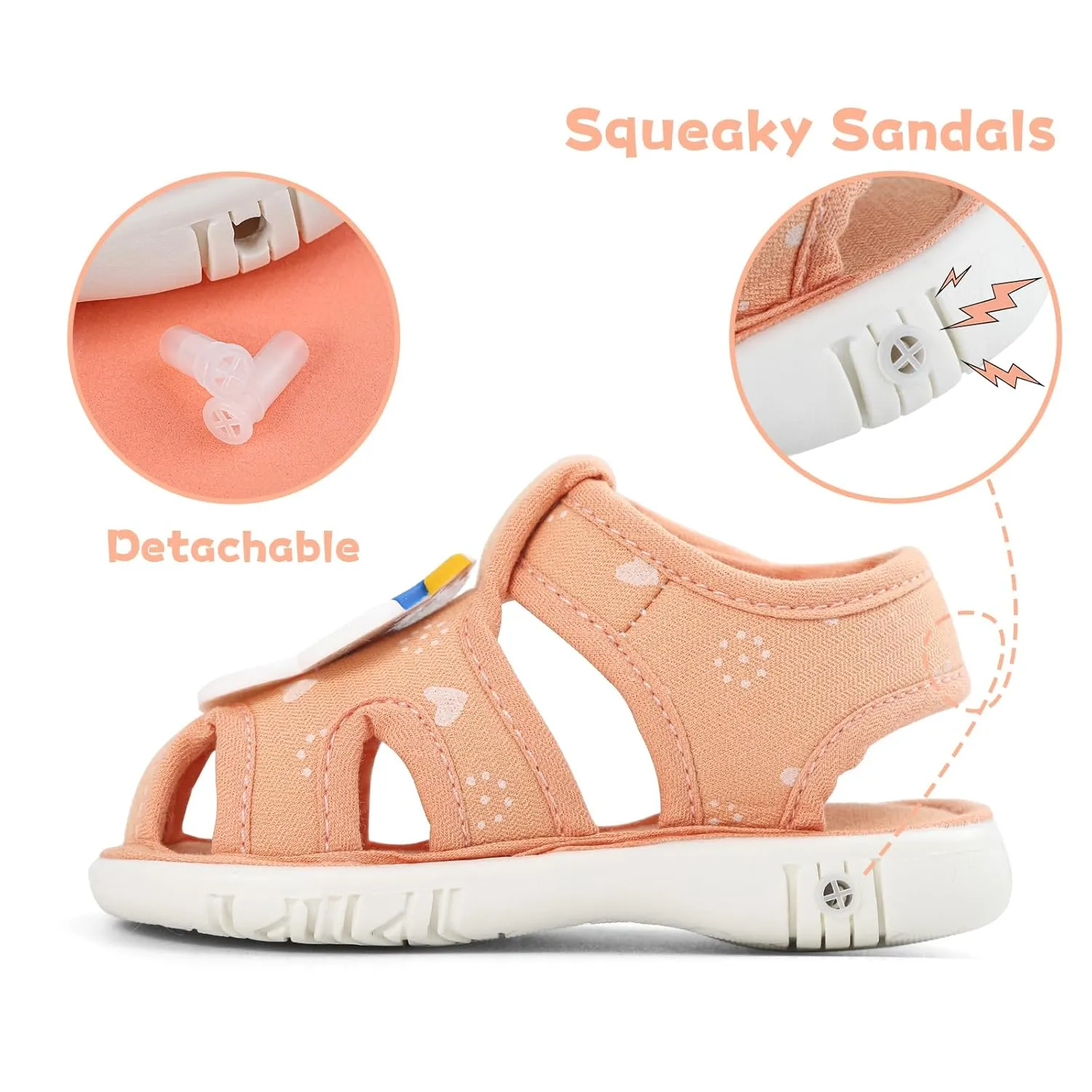 ESTAMICO Baby Girls Boys Sandals Cute Animal Summer Shoes Breathable Non Slip First Walker, 6-9 Months Infant, Orange