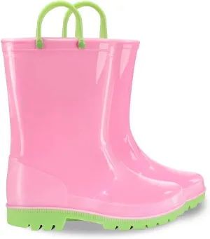 EUXTERPA Boys Girls Rain Boots Toddler Kids Waterproof Boots Children Lightweight Rain Shoes with Handles