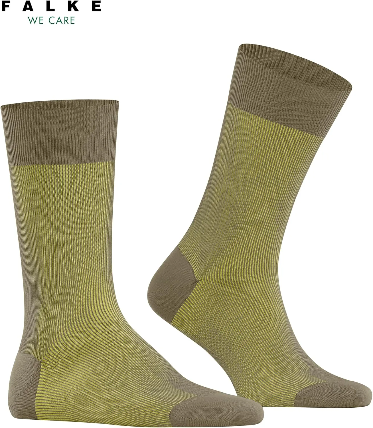 FALKE Men's Fine Shadow Dress Socks, Crew, Stripe Patterned, 1 Pair