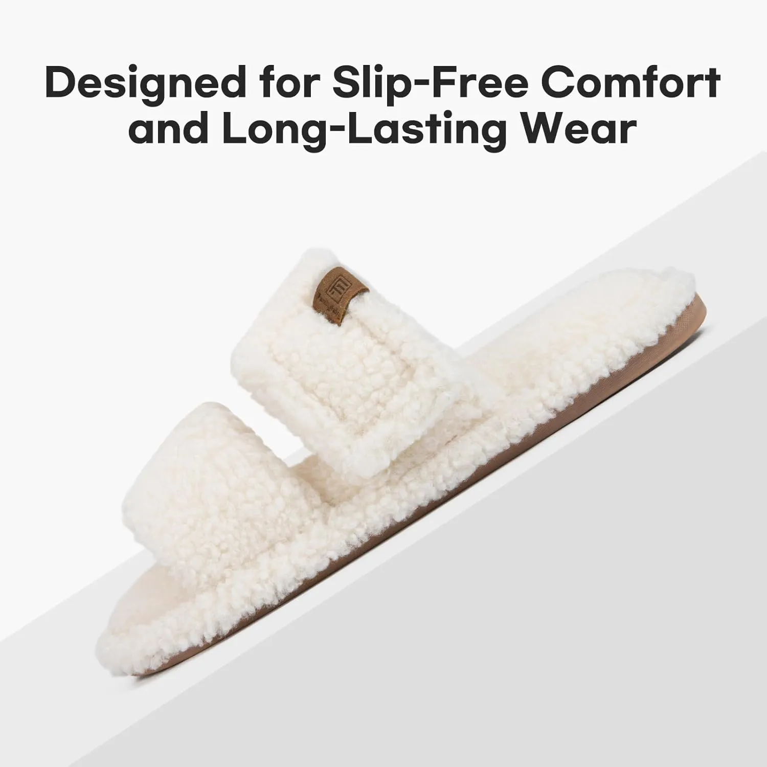 FamilyFairy Open Toe Slippers for Women Adjustable Memory Foam House Shoes Faux Fur Fuzzy Slide Sandals Non Slip Washable