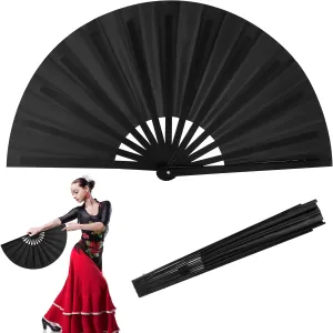 Fan for Line Dancing, Large Folding Hand Fan, 13" Premium Fan for women foldable, Rave Parties Performances, Chinese Style, Perfect for Boots On The Ground Dance Festival, Decor & Gifts (Black)