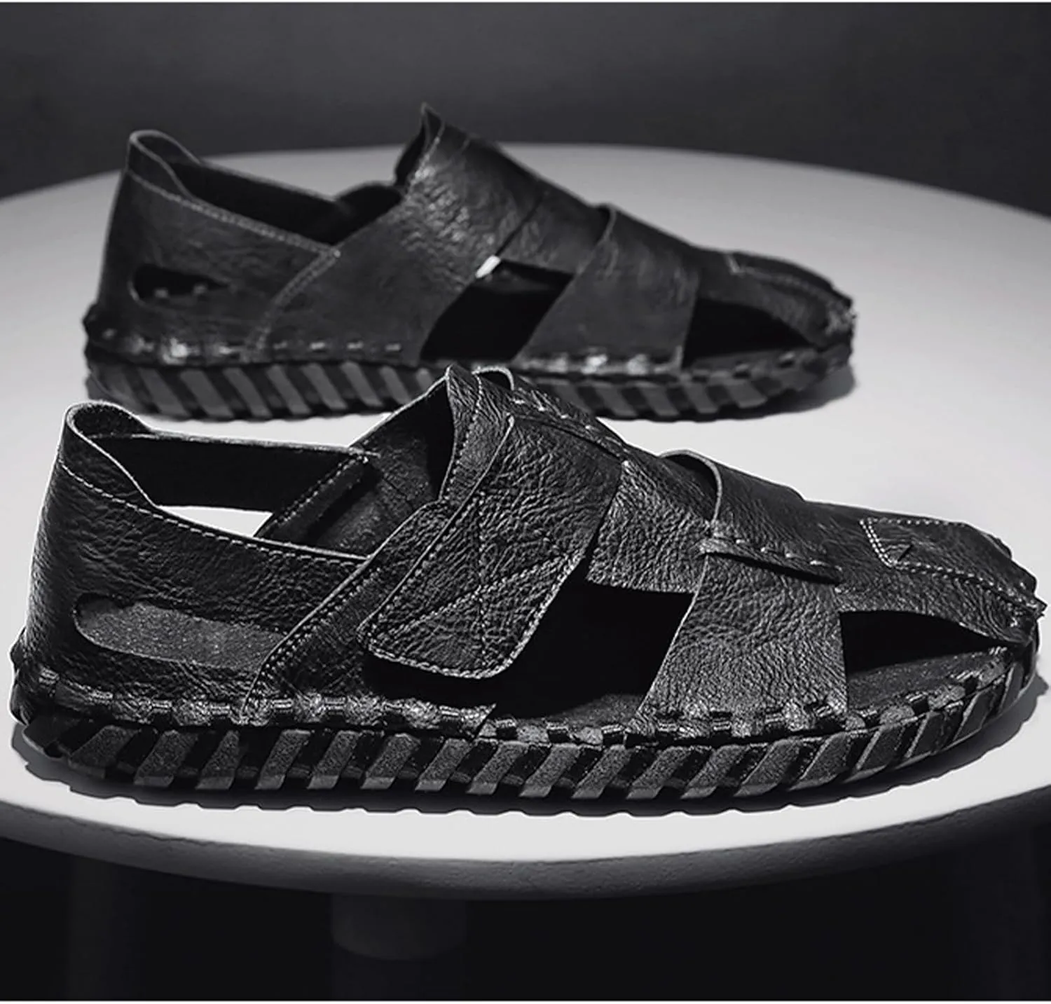 Fashion Large Size Sport Sandals for Men, Casual Handmade Summer Fisherman Shoes, Soft Closed Toe Beach Shoes