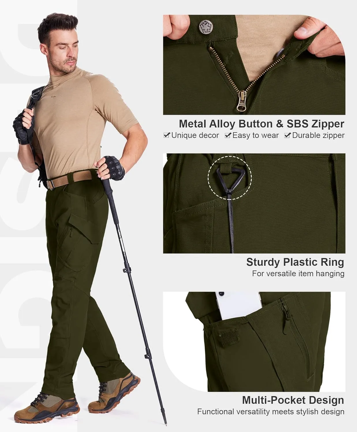 FEDTOSING Tactical Pants for Men with 9 Pockets Cotton Cargo Work Military Trousers Stretch Hiking Combat Rip-Stop Pants