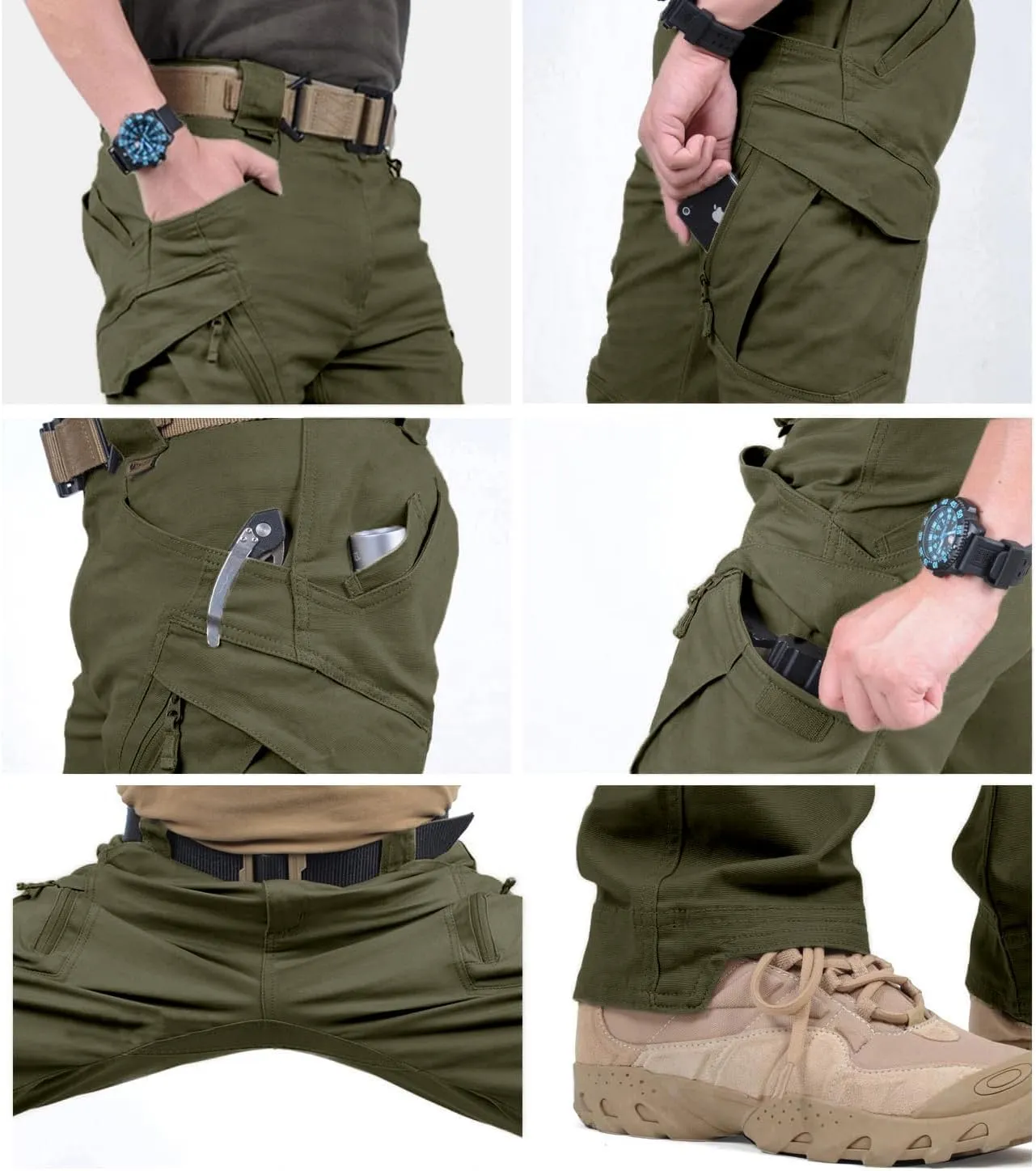 FEDTOSING Tactical Pants for Men with 9 Pockets Cotton Cargo Work Military Trousers Stretch Hiking Combat Rip-Stop Pants