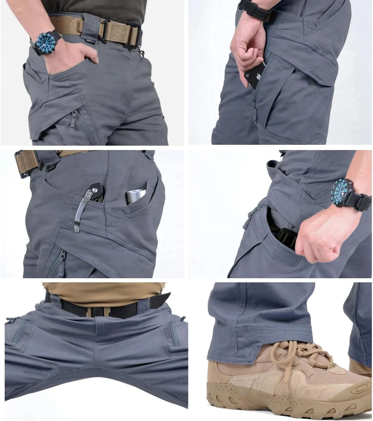 FEDTOSING Tactical Pants for Men with 9 Pockets Cotton Cargo Work Military Trousers Stretch Hiking Combat Rip-Stop Pants