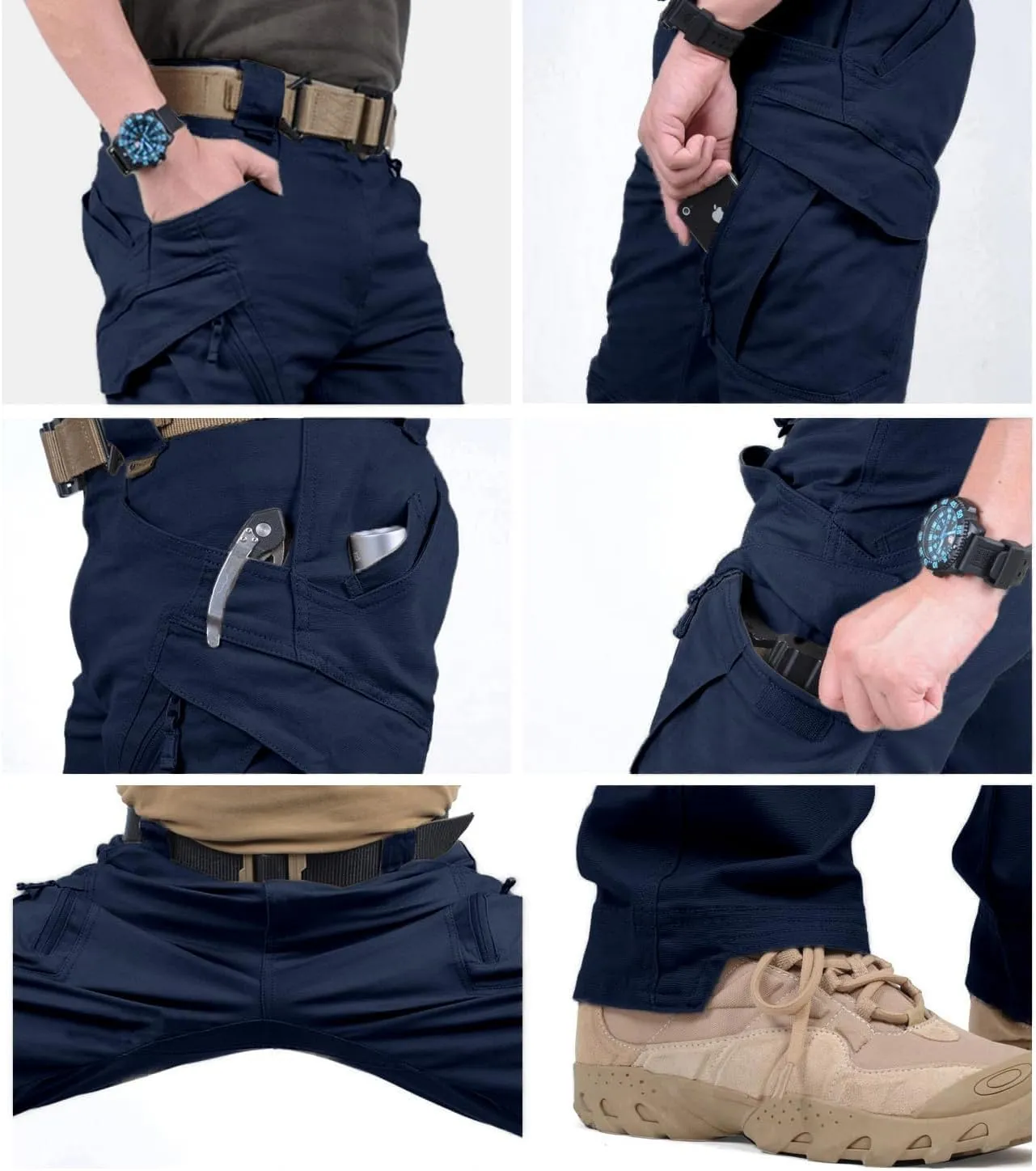 FEDTOSING Tactical Pants for Men with 9 Pockets Cotton Cargo Work Military Trousers Stretch Hiking Combat Rip-Stop Pants
