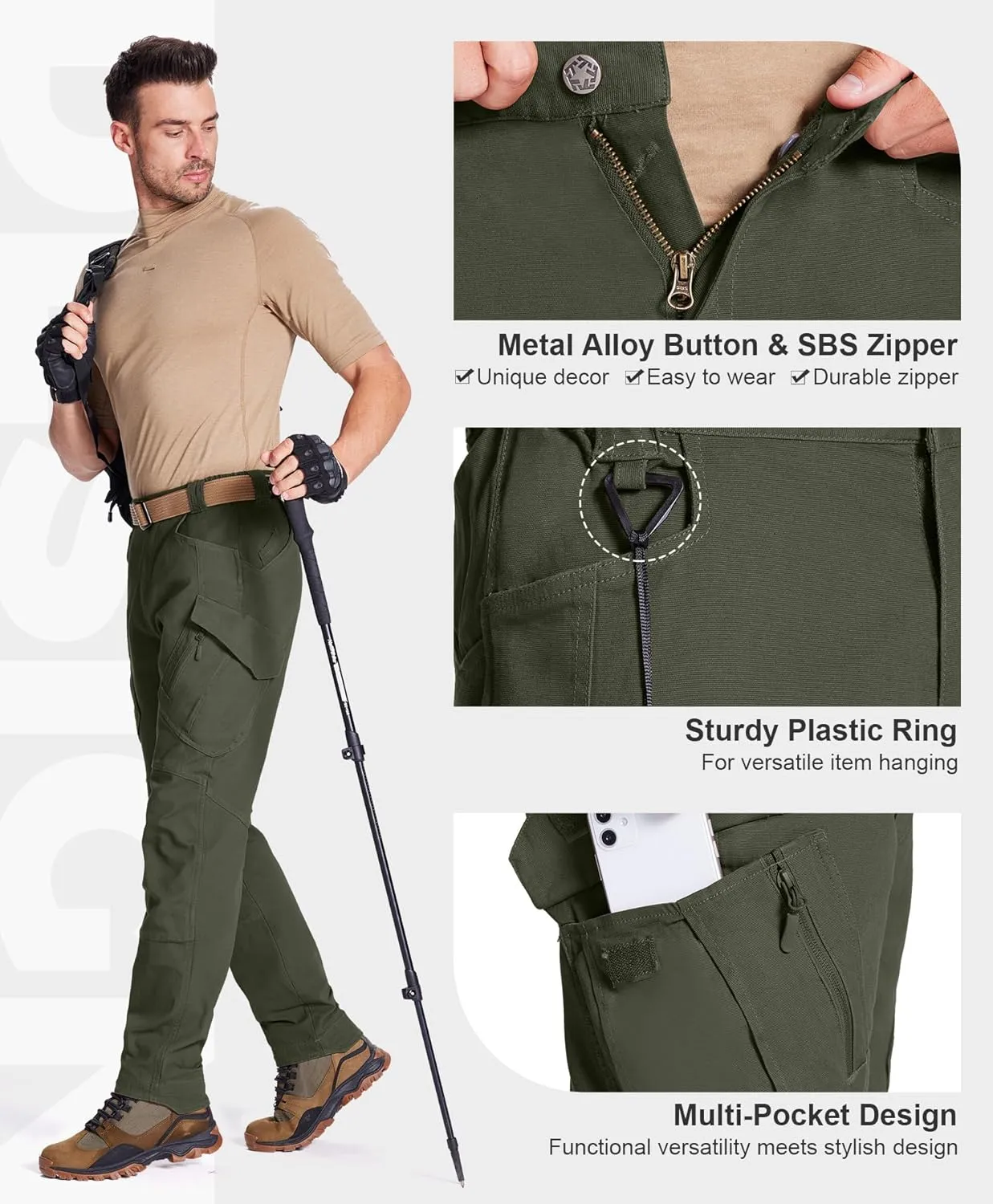 FEDTOSING Tactical Pants for Men with 9 Pockets Cotton Cargo Work Military Trousers Stretch Hiking Combat Rip-Stop Pants