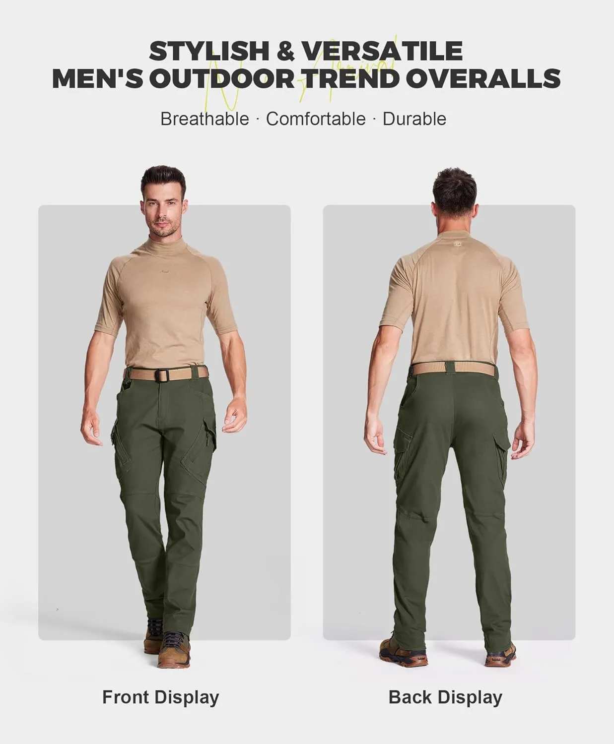 FEDTOSING Tactical Pants for Men with 9 Pockets Cotton Cargo Work Military Trousers Stretch Hiking Combat Rip-Stop Pants