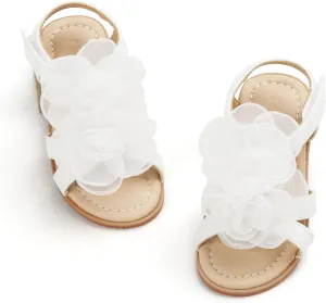 Felix & Flora Toddler Girls Sandals Soft Rubber Flats Summer Baby Flower Girl Shoes.