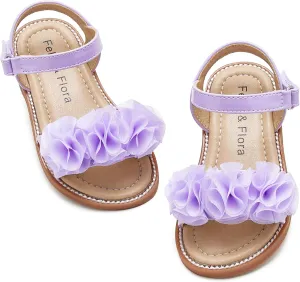 Felix & Flora Toddler Girls Sandals Soft Rubber Flats Summer Baby Flower Girl Shoes.