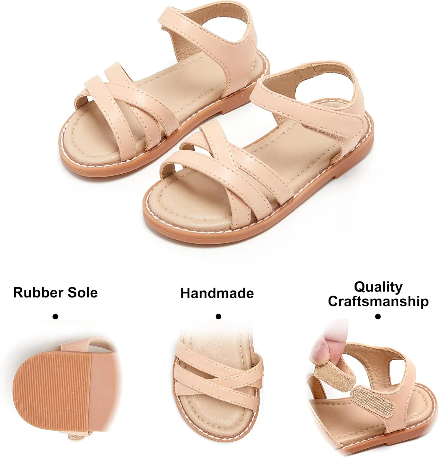 Felix & Flora Toddler Girls Sandals Soft Rubber Flats Summer Baby Flower Girl Shoes.