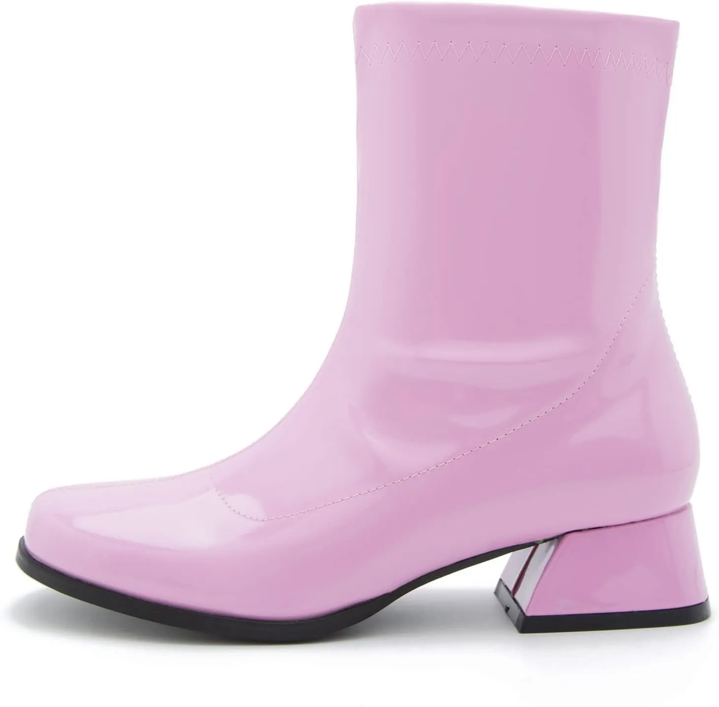fereshte Gogo Boots For Women's Mid Calf Chunky Block Heel Zipper