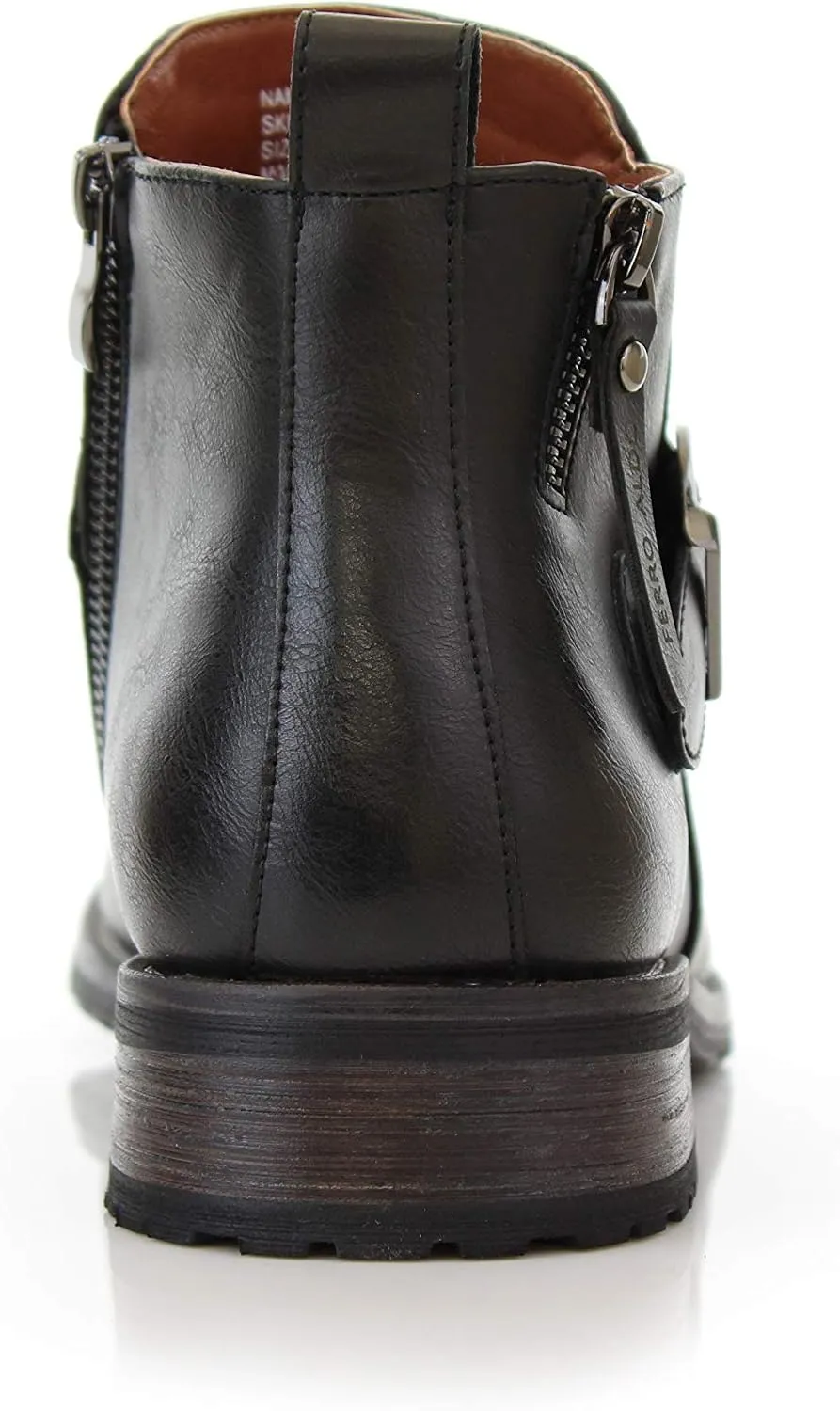 Ferro Aldo Mens Casual Mens Casual Engineer Zipper and Buckle Motorcycle Boots