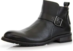 Ferro Aldo Mens Casual Mens Casual Engineer Zipper and Buckle Motorcycle Boots