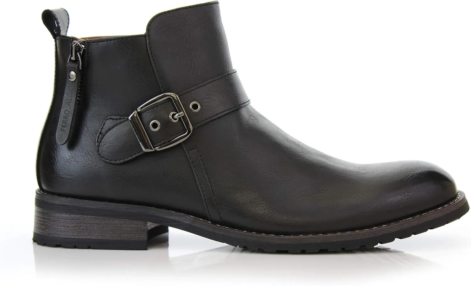 Ferro Aldo Mens Casual Mens Casual Engineer Zipper and Buckle Motorcycle Boots