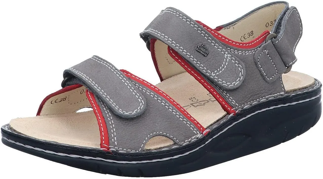Finn Comfort Womens Yuma 1561 Grey/Sandia Nubuck Sandals 38 EU