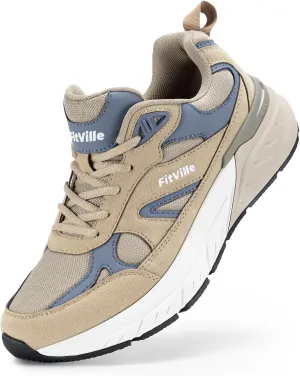 FitVille Wide Walking Shoes for Men Extra Wide Width Sneakers with Arch Support for Flat Feet Heel Pain Relief Plantar Fasciitis - Rebound NEO V1