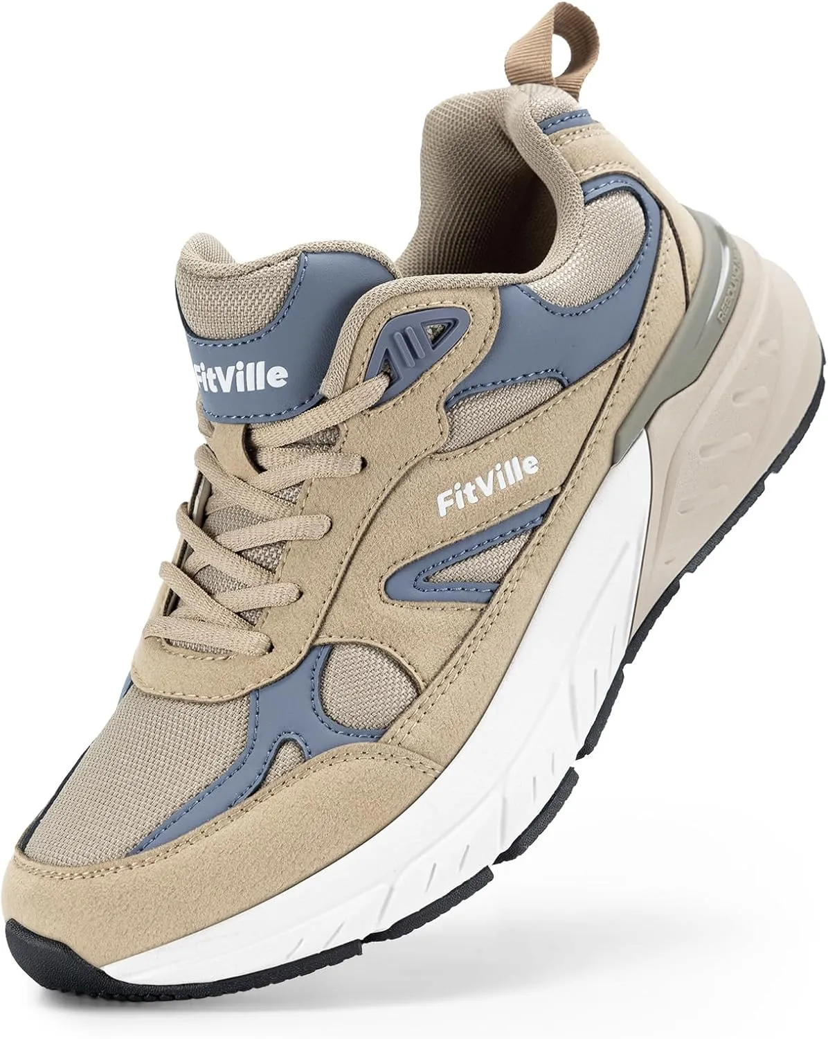 FitVille Wide Walking Shoes for Men Extra Wide Width Sneakers with Arch Support for Flat Feet Heel Pain Relief Plantar Fasciitis - Rebound NEO V1